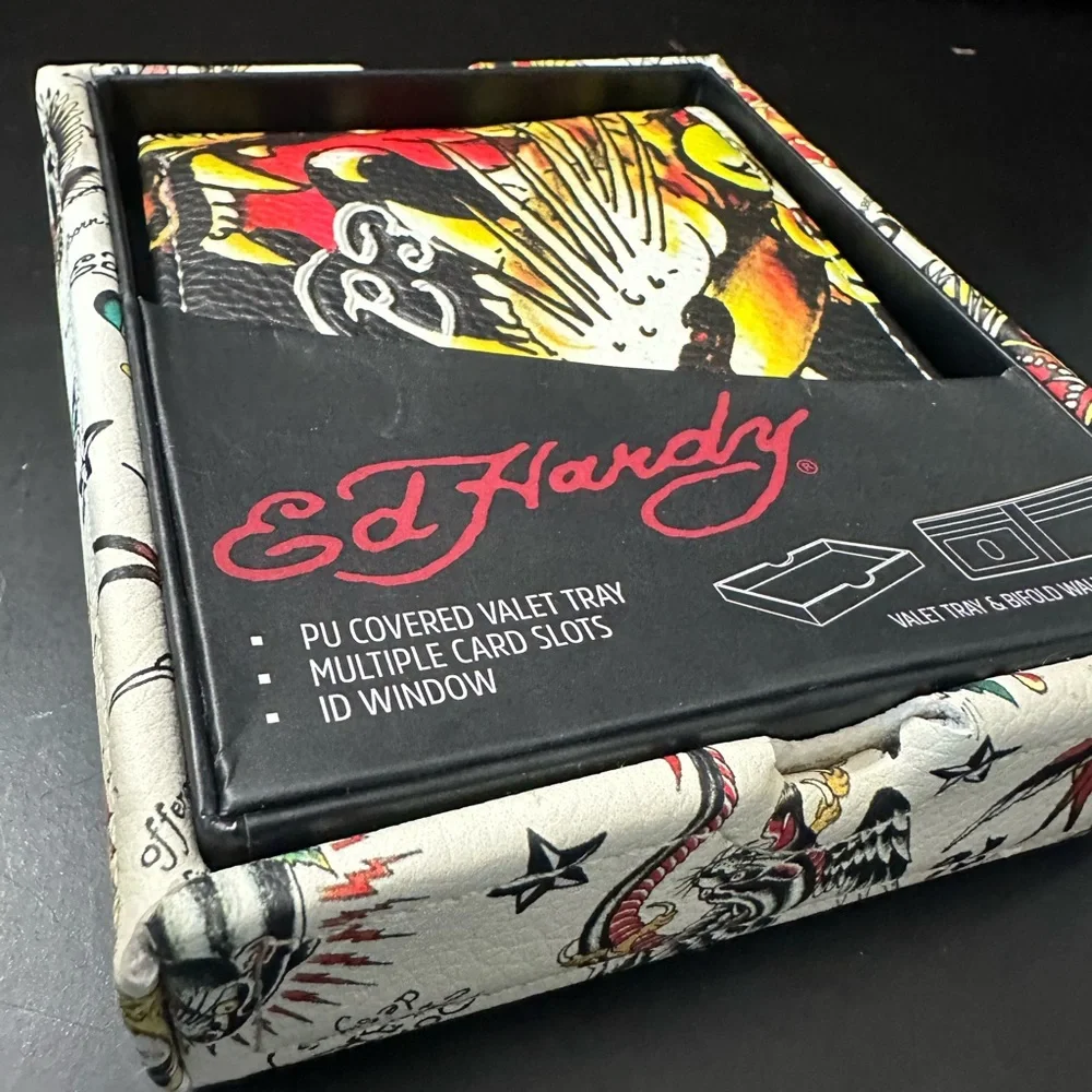🆕Ed Hardy Bifold Wallet & Valet Tray
